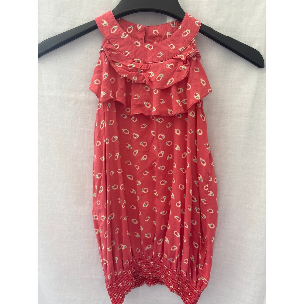 Bobson Smocked Hem Sleeveless Halter Style Floral Print Top Size Small Japan